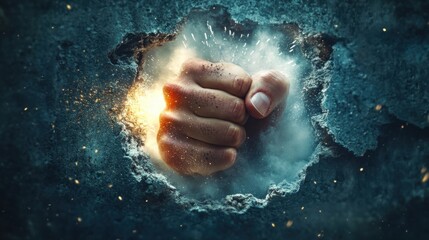 Dynamic Fist Punching Through Gigapixel Imagery Abstract Environment Conceptual Photography