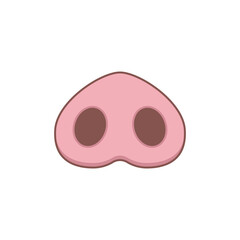 Pink pig nose or snout. Icon and logo. Vector isolated illustration on white background.