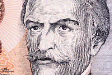 Ramon Castilla a closeup portrait from old Peruvian money