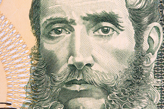 Andres Avelino Caceres a closeup portrait from old Peruvian money