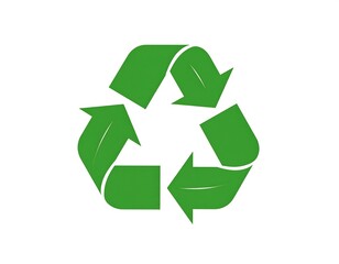 Obraz premium A simple, green, illustrative recycle symbol on a clean white background