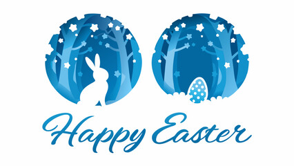 Easter celebration with bunny and egg in forest