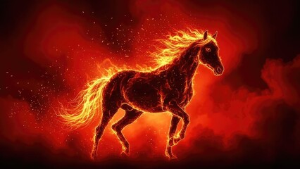 Fiery Horse Galloping Through Flames A Majestic and Powerful Creature Ignited by Intense Heat