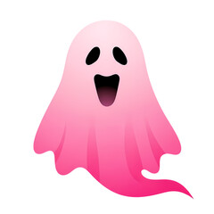 Fototapeta premium Cute pink gradient ghost character for Halloween decoration, isolated subject