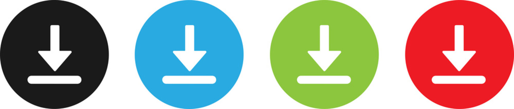 Four colorful download buttons on 