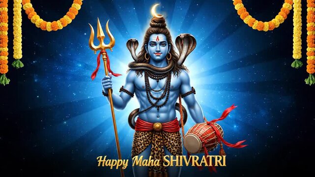 Lord Shiva Maha Shivratri Festival Greeting Digital Illustration Art