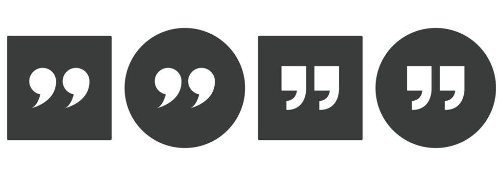 Black quotation marks icon set, Minimal quotes and speech marks vector design. Quotation marks Icon set double quote symbol vector. Set of quote marks, quotes icon vector sign design. 