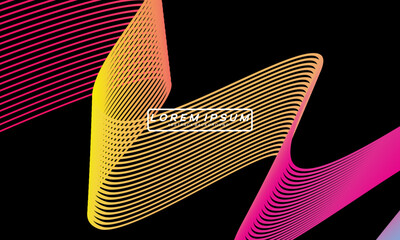 Abstract vector in colorful gradations on a dark background. Modern, dynamic and futuristic wavy lines. Suitable for technology designs, digital posters, presentation backgrounds and creative graphic	