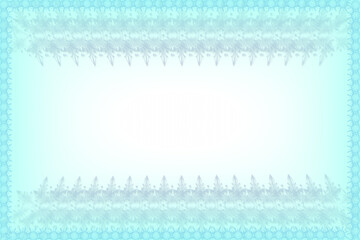 Azure blue light winter frame with ornate snowflakes