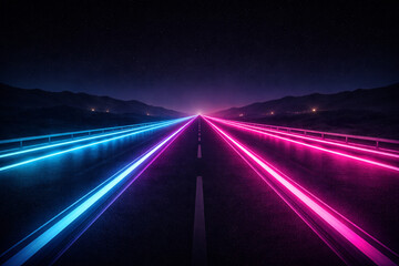 Futuristic highway with strong leading lines