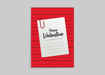 Romantic Valentine message design featuring a paper note, paperclip detail, and modern lettering.