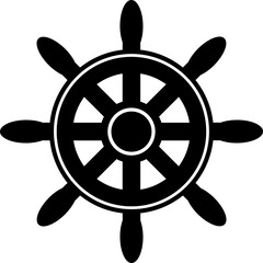 Obraz premium vintage marine vector illustrations, including lifebuoys, ship steering wheels, traditional anchors with rope, fishing hooks, and powerful tridents.Ship wheel silhouettes.
