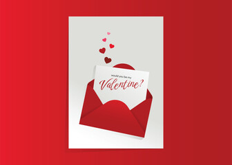 Sweet Valentine&rsquo;s Day illustration featuring a red envelope and heartfelt proposal card.