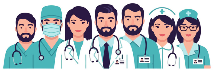 Diverse Group of Medical Professionals Standing Together.