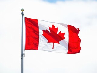 Canadian Flag Waving in the Wind