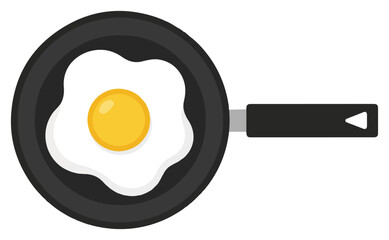 Fried Egg in Frying Pan Illustration.