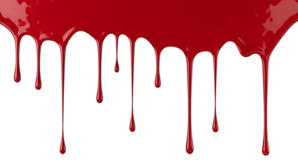 Vivid red liquid or paint dripping downward against a solid black background