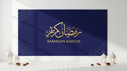 Ramadan Kareem Greeting Card with Arabic Calligraphy and Dates.