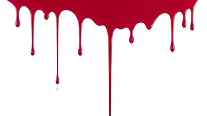 A vivid image of thick red liquid paint dripping down against a solid black background