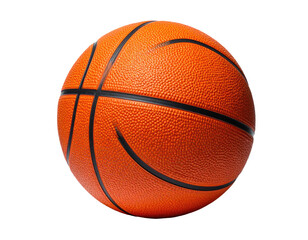 Isolated, orange sphere featuring black lines. Rendered with detail on a pure black background