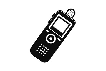 digital voice recorder silhouette line art vector illustration