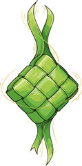 Traditional green ketupat vector illustration