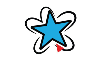 Obraz premium Vibrant blue star symbol with dynamic black swirls and red accent