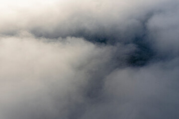 Obraz premium view of dense fog or low-lying clouds. Aerial view.