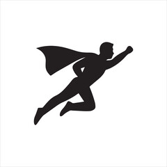  Superhero flies with cape silhouette flat vector illustration Silhouette Vector