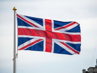 Union Jack Flag Waving in the Wind