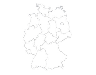 Obraz premium Germany map outline showing administrative districts with clean white background