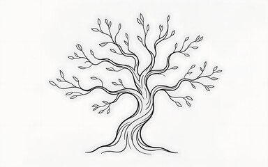 Twisting Tree with Delicate Branches isolated on a transparent background
