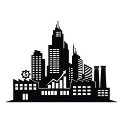 Obraz premium City skyline silhouette isolated on transparent background
