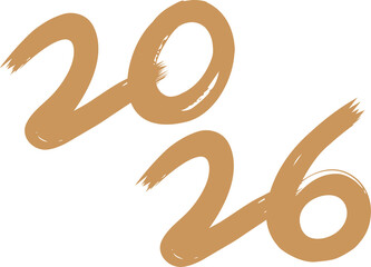 2026 Year of the Horse Chinese New Year Golden Calligraphy Numbers