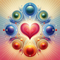 Obraz premium Colorful Heart Surrounded by Spheres
