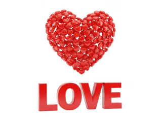 Red heart love symbol isolated on transparent background