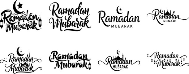 Ramadan Mubarak Calligraphy Set - Islamic Holiday Typography Collection
