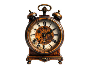 Antique clock with Roman numerals on a black background