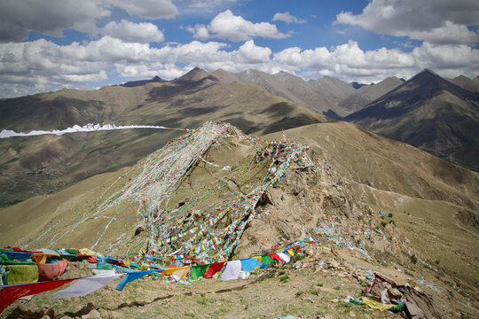 Prayer Flags in the tibetan Himalayas, Western China