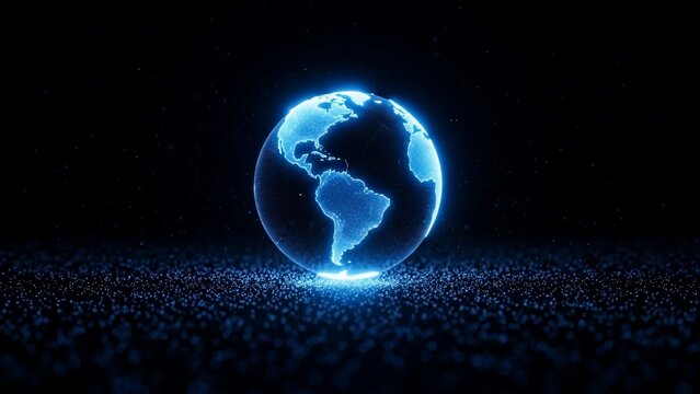 Glowing Earth Globe on Dark Background. - Powered by Adobe