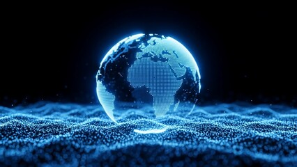 Glowing Earth on Digital Circuit Board.