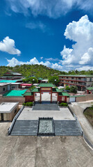 Fototapeta premium Aerial photography of the first coastal mountain, Dedao'an Yunshan Temple, Jiesheng Town, Shanwei City