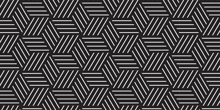 Abstract black minimal grid square line hexagons seamless hexagon polygonal pattern background vector. seamless bright white abstract honeycomb background.