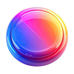 A glossy, circular design with a gradient of vibrant colors
