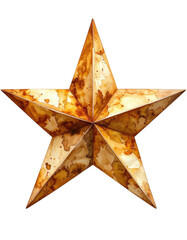 A five-pointed star with a rust-like texture, on a transparent background
