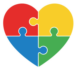 Colorful Heart Shaped Puzzle Pieces.