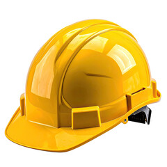 Bright yellow construction safety helmet against a black background