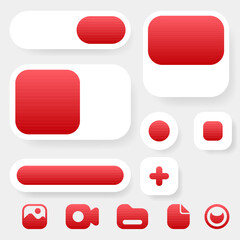 Red White Web Banner UI Template Set