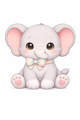 Fototapeta premium Vector Illustration of Cute Elephant with White Background