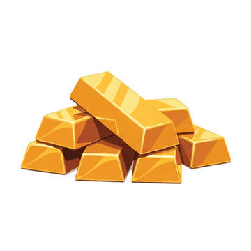 A cartoon illustration of a pile of gold bars in a cute, stylized dragon treasure hoard with warm, golden tones against a clean white background.
